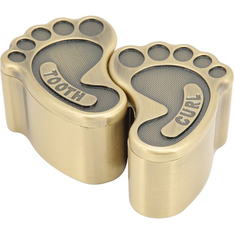 Boîte de rangement en métal en forme de pied mignon pour les dents de bébé, avec 2 couvercles, pour commémorer la croissance des enfants, cadeau souvenir, collection de bijoux (patine verte) (1/5)