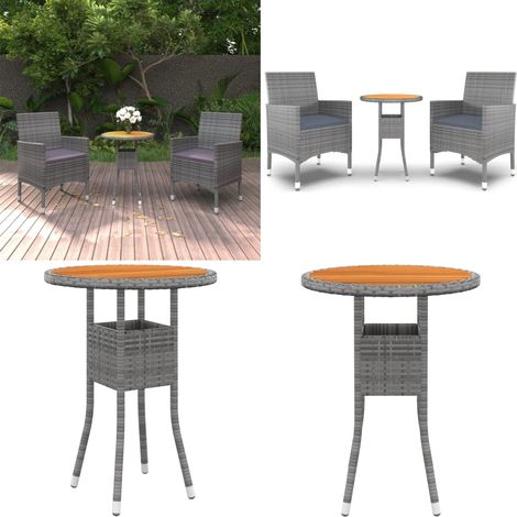 Juego de comedor de jardín 3 piezas ratán sintético gris - Mesa de jardín - Sillas de jardín