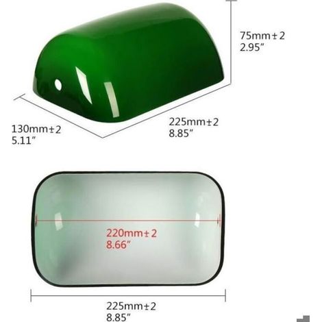 Abat-jour - Verre Vert - Lampe De Bureau - 22,5 x 13 x 7,5 cm - Remplacement (1/3)
