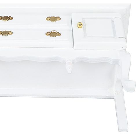 Bibliothèque miniature en bois 1/12 pour maison de poupée, armoire avec porte ouvrable et tiroir, blanc (1/5)