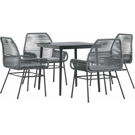 Maison Exclusive - 5-tlg. Garten-Essgruppe mit Kissen Grau Poly R