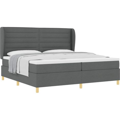Maison Exclusive - Letto a molle con materasso Grigio scuro 200 x 200 cm Tessuto (1/5)