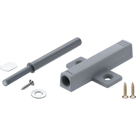 Cyclingcolors – Loqueteau à pression aimanté réglable pour meuble – Adaptateur à visser 79 x 50mm – Vis Tip-on inclus – Plastique gris RAL 7036