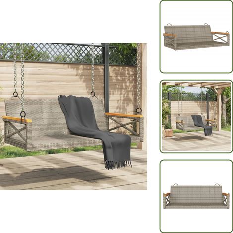 Rattan PE - vidaXL Panchina Dondolo Grigia 109x62x40 cm in Polyrattan - Acciaio verniciato