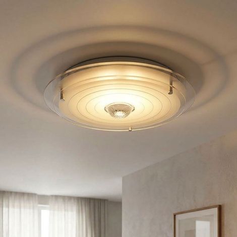 LED Deckenleuchte Deckenlampe Wohnzimmerlampe Kristalloptik Chrom Glas H 11 cm (1/5)