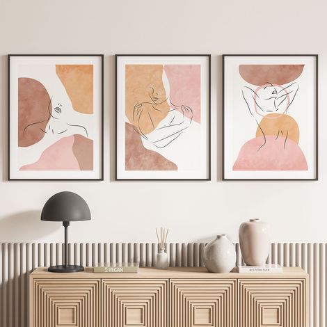 Lot de 3 Affiches / Posters Triptyque - Femmes Abstrait - 3 Affiches - 70x100 cm (Cadres non fournis) - Photo pleine page (1/5)