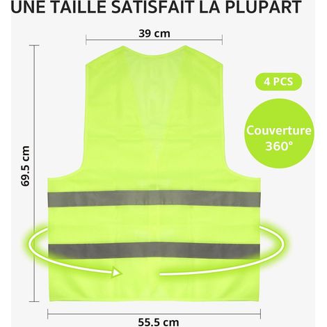 4 pezzi gilet per auto per uomo e donna, gilet di sicurezza riflettente per auto Cheerhom, gilet di sicurezza per adulti, gilet di sicurezza giallo ad alta visibilità per auto (1/3)