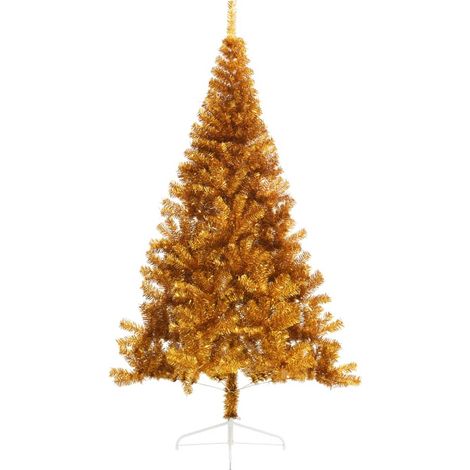 Demi Sapin de Noël Arbre de Noël artificiel avec support doré 240 cm PET (1/5)