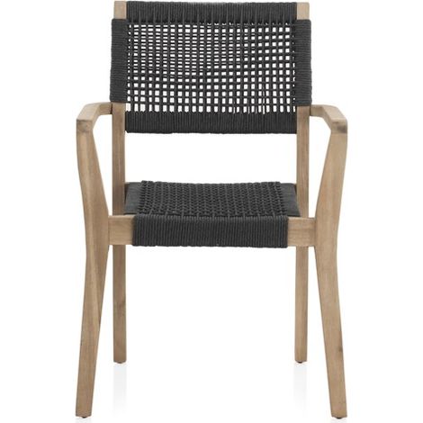 4er-Pack Sessel aus Akazienholz und grauem Seilgeflecht, Piazza-Kollektion (1/5)