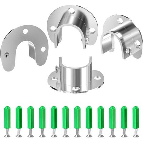 Lot de 4 Support de Tube Rond en Acier Inoxydable (1/4)
