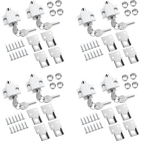 8PCS Serrure De Sécurité Pour Fenêtre Coulissante En Alliage De Zinc Avec Clés Pour Maison Et École (1/5)