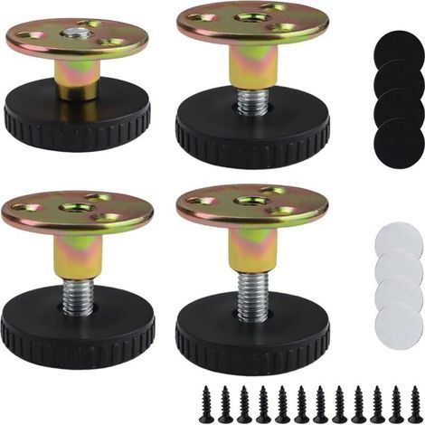4 Pièces Pied de Table Reglable, Réglable en Hauteur Pied pour Meuble, 27-40mm Pied de Meuble Reglable, Pas de Perçage, avec Patin Antidérapant, pour Plupart Meubles (1/4)