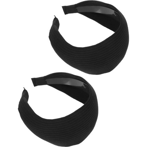 Pieces Wide Black Knitted Fabric Headband, Women's Hair (1/5)