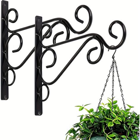 2 supports pour plantes suspendus, supports muraux robustes de 30 cm avec crochets antirouille, crochets métalliques de jardin (1/5)