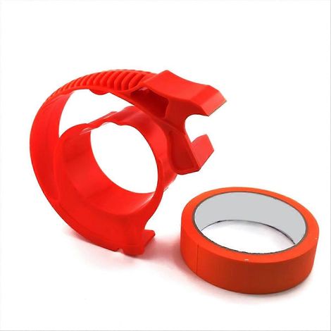 Applicateur/distributeur de ruban de masquage pour peintre avec outil de coupe pour réparer et embellir les fissures dans le carrelage rouge (1/5)