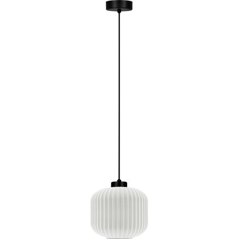 Suspension déco noir/blanc verre strié E27 15W Sparta (1/2)