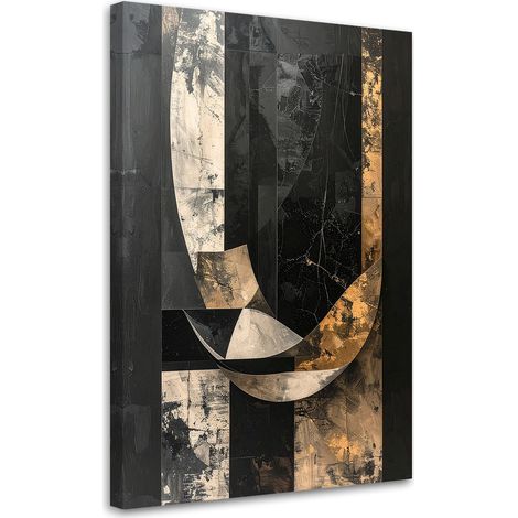 Stampe su Tela, Astrazione geometrica nero oro, 40x60 (1/5)