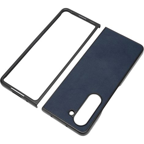 Étui pliable en cuir synthétique pour Samsung Galaxy Z Fold 5, coloris bleu grain vachette. (1/5)