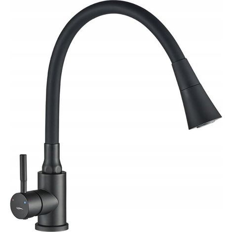 Grifo de cocina SELVA Kuchinox con caño flexible negro (1/3)