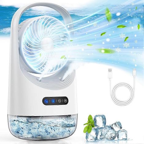 Climatiseur portable 3 en 1 pour usage personnel, mini climatiseur USB avec réservoir d'eau de 400 ml pour chambre et bureau (1/5)