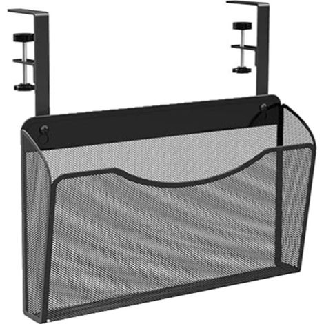 Espace de rangement côté bureau, organiseur de bureau suspendu sans perçage, support pour ordinateur portable en acier au carbone, étagère à documents réglable, organisateur de rangement côté bureau p (1/5)