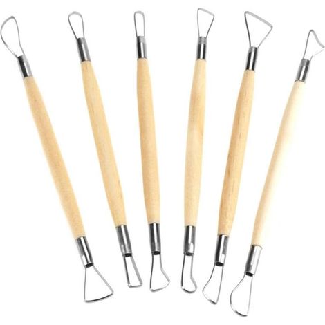 6-teiliges Tonmodellierwerkzeug-Set, Keramikmodellierset für Töpferwaren, Holzgriffe, Tonmodellierwerkzeuge für kreatives Basteln (1/5)