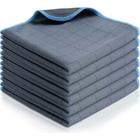 Chiffon Magique Microfibre Carbone, 6Pcs Chiffon en Fibre de Carbone sans Trace Absorbant, Professionnel Efficace Chiffon Vitre sans Trace, Réutilisable Microfibre Vitre, Bleu Ciel, 30 30cm (1/4)