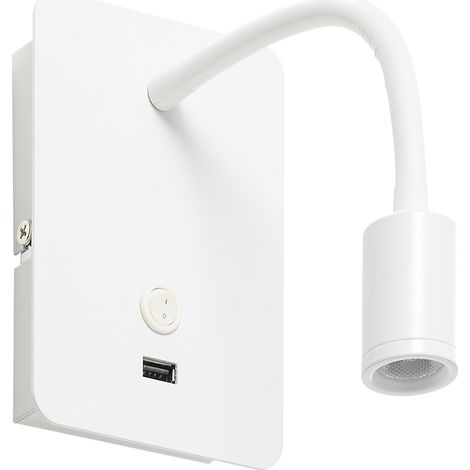 APLIQUE READER FLEX + USB, 3W  (blanco mate) (1/2)