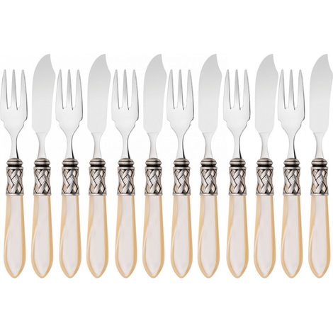ALADDIN Ghiera Argento Anticato, Posate Set 12 pz Pesce, Casa
