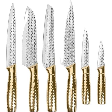 Juego de cuchillos de chef, acero inoxidable, calidad profesional, 6 piezas (1/2)