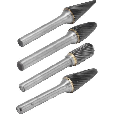 Lot de 4 fraises en carbure de tungstène de 12 mm, robustes et durables, pour une utilisation polyvalente. Traitement thermique. Forme à double coupe. (1/5)