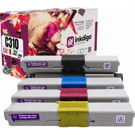 Toner Inkdigo 44469803-44469706 compatibile con OKI C310DN MC351DN C510DN certificato TÜV (1/5)