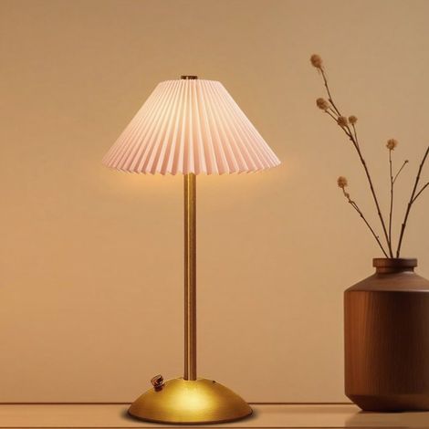 AUTRUCKER Lampe de table LED portable avec capteur tactile, 3 couleurs, 3 niveaux de luminosité, lampe de bureau en métal,lampe de salle à manger (rose) (1/4)