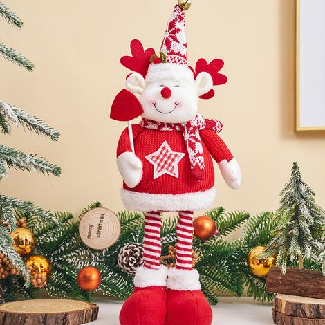Père Noël extensible décoratif en tricot, figurine de Noël à longues jambes, décoration de vitrine, maison et magasin, personnage de fête, objet déco à suspendre (1/5)