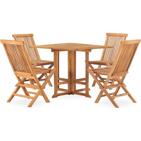 Maison Exclusive - Set de comedor de jardín plegable 5 pzas mader (1/5)