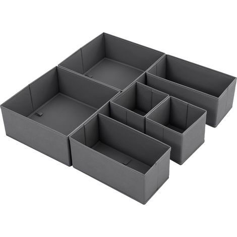 Organisateur de tiroirs, boîte de rangement pour commode, boîte en tissu comme système de rangement pour vêtements, sous-vêtements et chaussettes – lot de 6, pliable, Gris foncé (1/5)