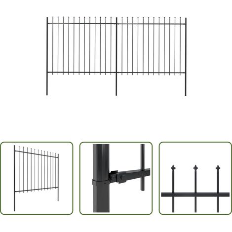 vidaXL Gartenabgrenzung - Gartenzaun mit Speerspitze Stahl 359 x 150 cm Schwarz (1/5)