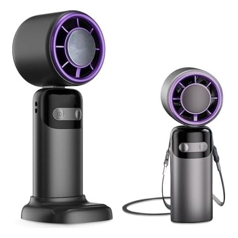 Bseical Handventilator Akku Aufladbar, 180° Faltbarer Turbo Mini Ventilator Hand USB, 5 Stufen, Mini Handventilator, Tragbarer Fan Hand Ventilatoren für Reise, Camping, Outdoor (1/5)