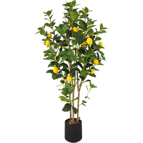 Limonero artificial, planta falsa, decoración de interior, 152 cm (5 pies) (1/2)