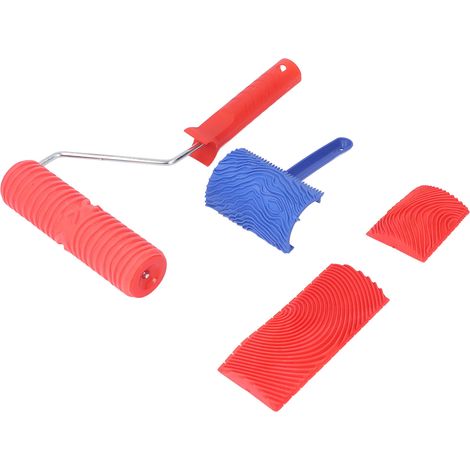 Ensemble de 5 rouleaux à peinture à effet bois avec manche pour créer des motifs texturés et veinés, parfaits pour la décoration murale et le bricolage. (1/5)