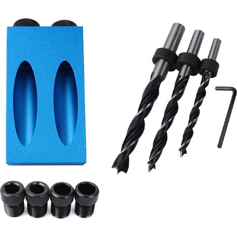 Kit de gabarit pour trous de poche, système de guide de perçage remplaçable, gabarit pour tourillons 6/8/10 mm, localisateur de trous de perçage d'angle, outils d'assemblage du bois (1/5)