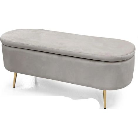 Panca contenitore in velluto grigio cm 122x41x47h