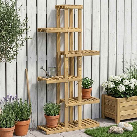 Support de Plante Blanc 68 x 23,5 x 140 cm Bois d'Acacia Massif (1/5)
