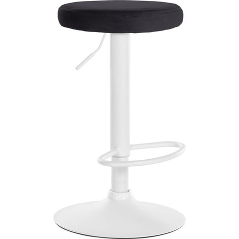 Sgabello da bar x1 design semplice altezza regolabile rivestimento in velluto nero gambe in metallo bianco 100005743