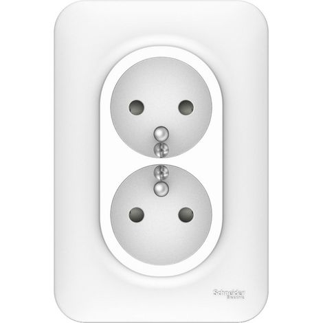 Presa doppia verticale Ovalis con messa a terra, SCHNEIDER ELECTRIC, bianca SCHNEIDER ELECTRIC (1/5)
