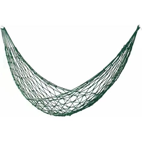 Hamac en corde maille Nylon hamac suspendu robuste 400lb anneau en fer pour camping extérieur jardin balcon portable léger (1/5)