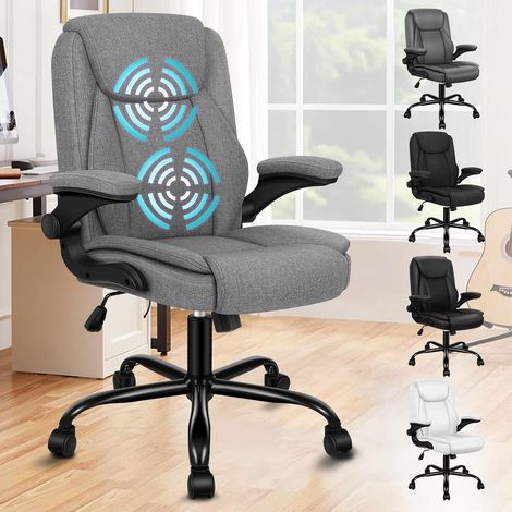 Bürostuhl Massage Leinen 150kg 90-135° RüCkenlehne Schwarz Ergonomisch (1/5)