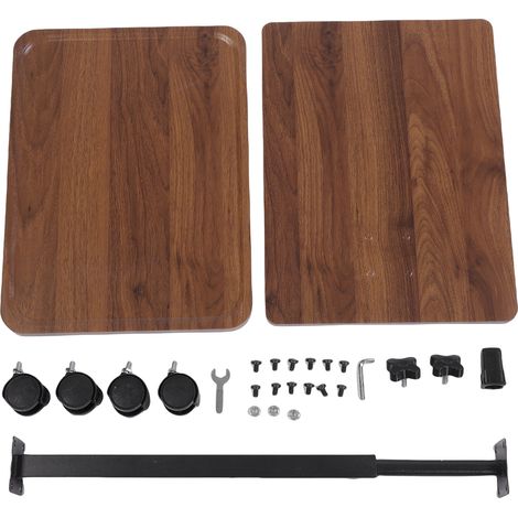 Table d'appoint canapé métal bois massif design minimaliste avec roulettes et hauteur réglable pour ordinateur portable (1/5)