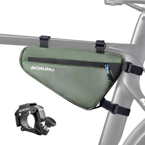 (02-vert)Sacoche Vélo Triangulaire Étanche, 1,5L Sacoche de Cadre de Vélo Sacoche de Tube Supérieur, Sacoche Guidon Accessoires Vélo pour (1/5)