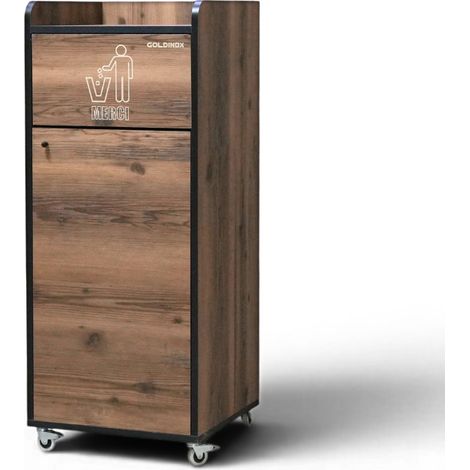 Poubelle snack "MERCI" en bois Baroque 100 Litres PREMIUM - GOLDINOX (1/4)